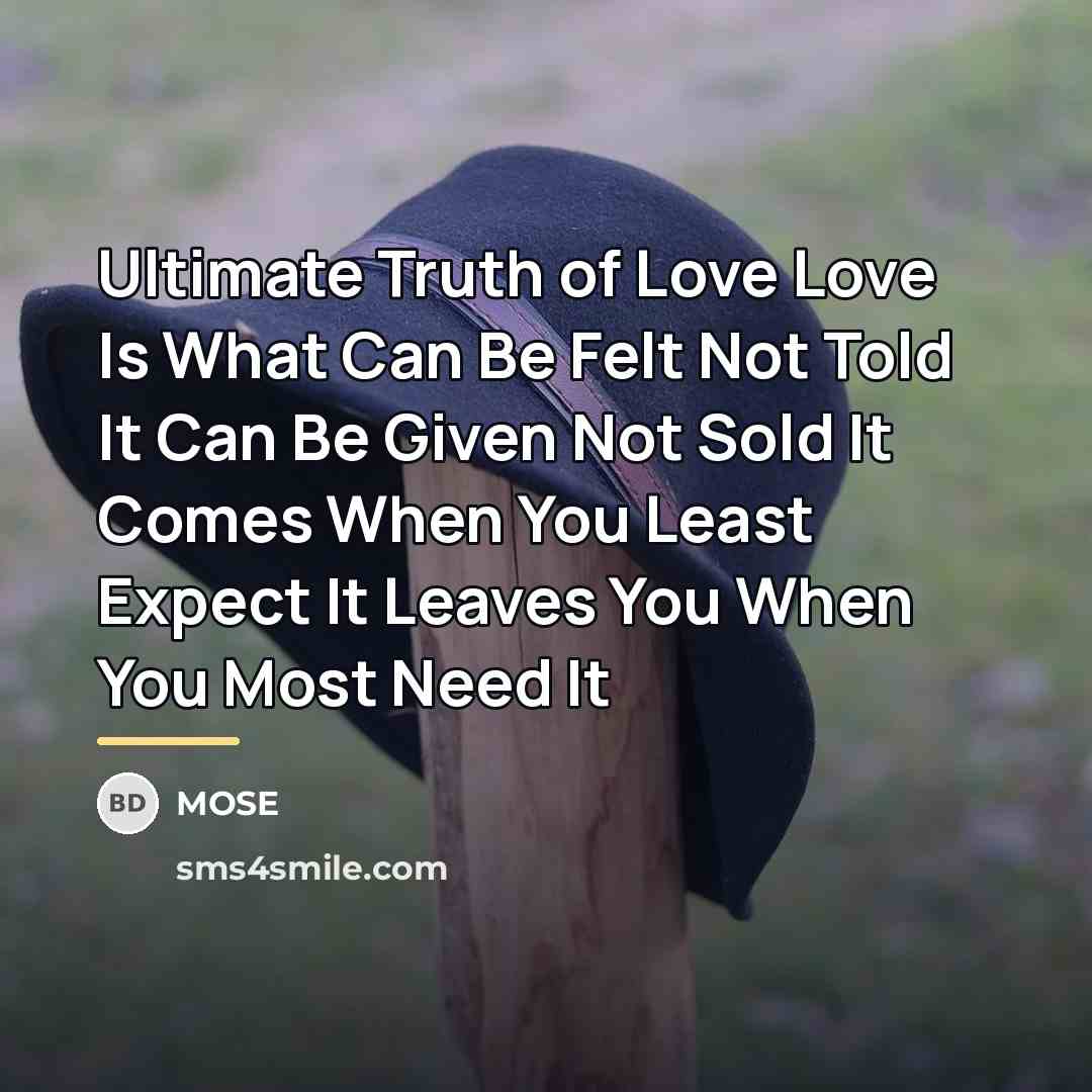 “Ultimate Truth of Love Love Is What Can Be Felt…” quote by MOSE