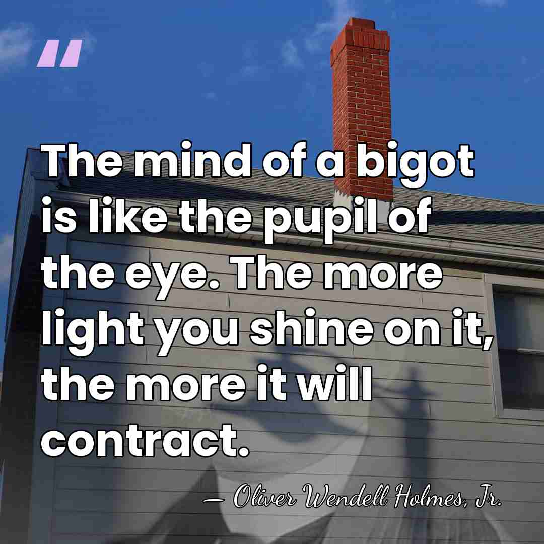 The mind of a bigot is like the pupil of the eye.&hellip; - Oliver Wendell Holmes, Jr.