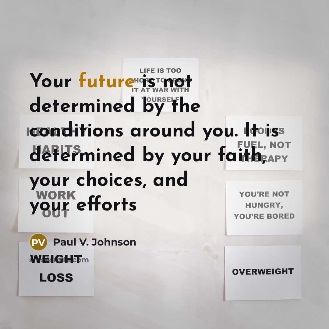 “Your future is not determined by the conditions around you.…” quote by Paul V. Johnson