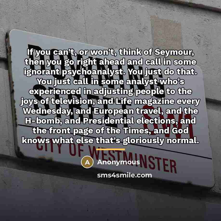 “If you can't, or won't, think of Seymour, then you…” quote by Anonymous
