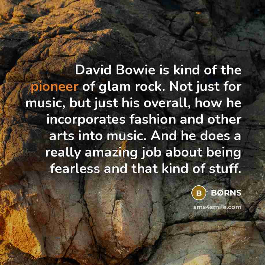 “David Bowie is kind of the pioneer of glam rock.…” quote by BØRNS