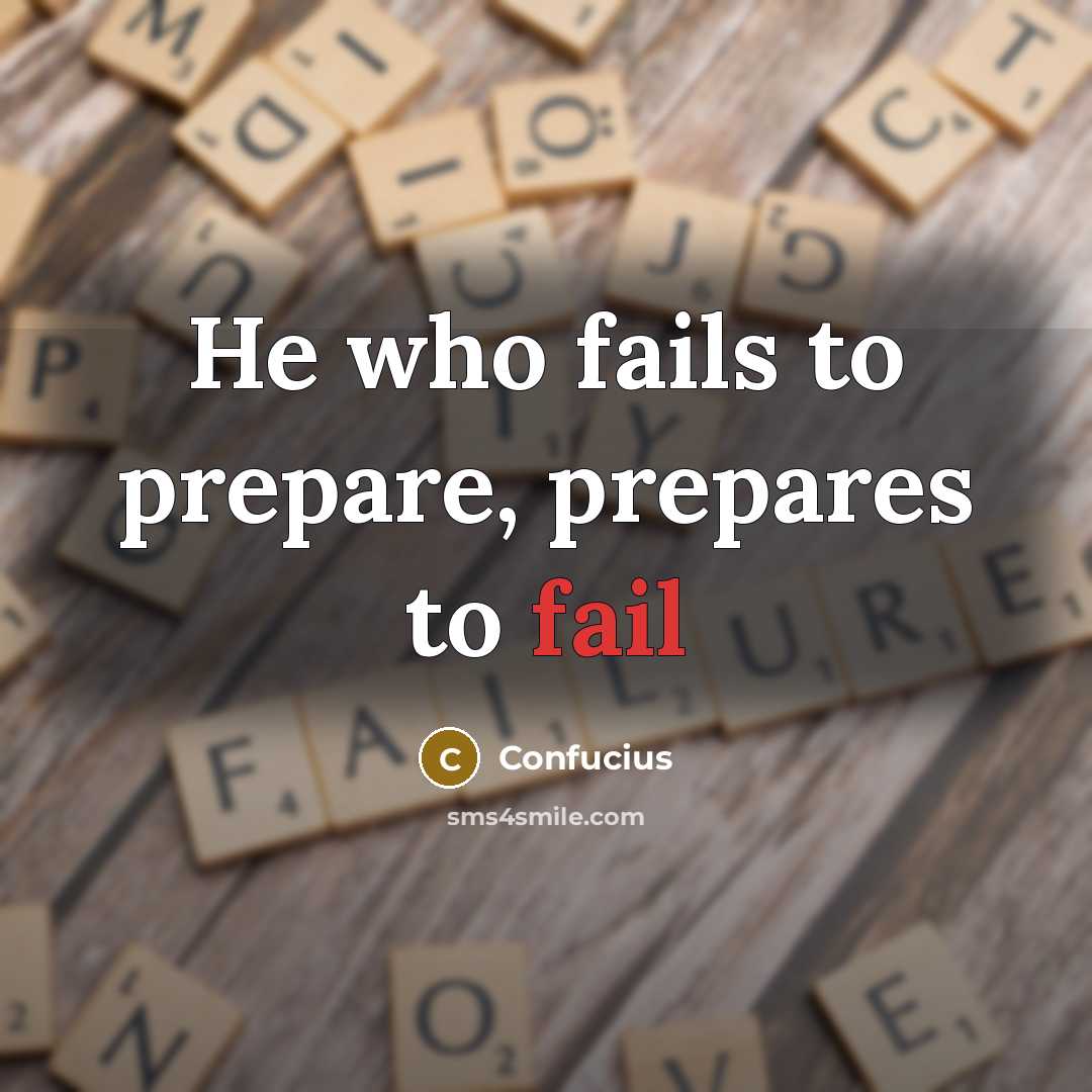 “He who fails to prepare, prepares to fail…” quote by Confucius