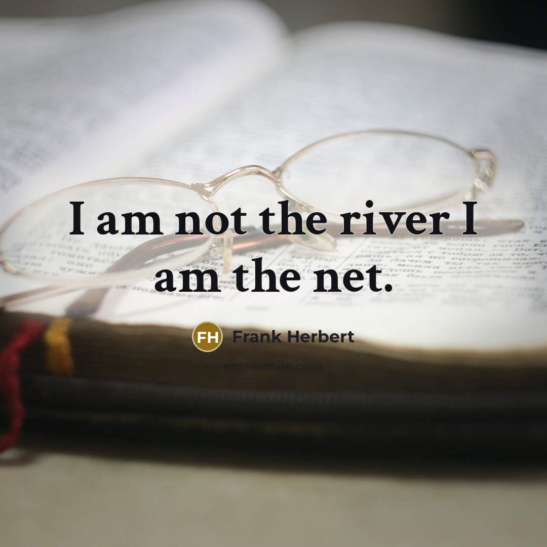 “I am not the river I am the net.…” quote by Frank Herbert