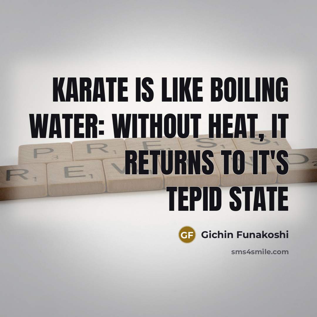 “Karate is like boiling water: without heat, it returns to it's tepid state” quote by Gichin Funakoshi
