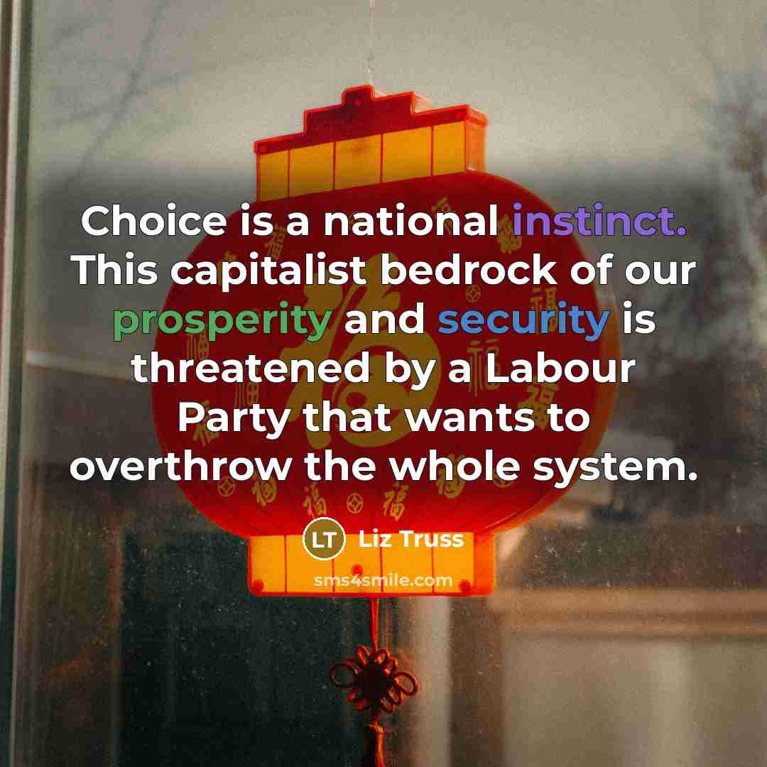 “Choice is a national instinct. This capitalist bedrock of our…” quote by Liz Truss