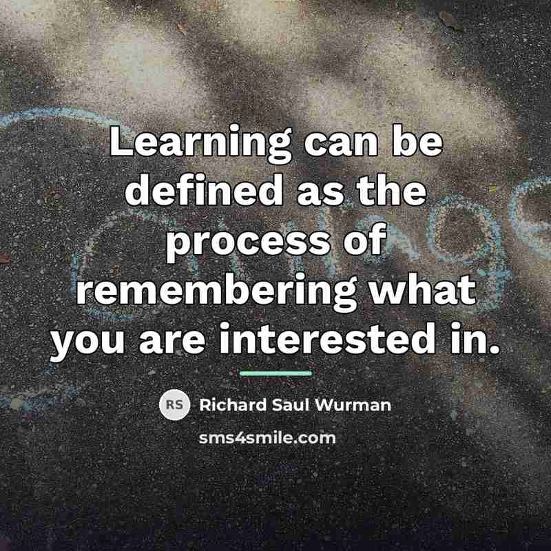 “Learning can be defined as the process of remembering what…” quote by Richard Saul Wurman