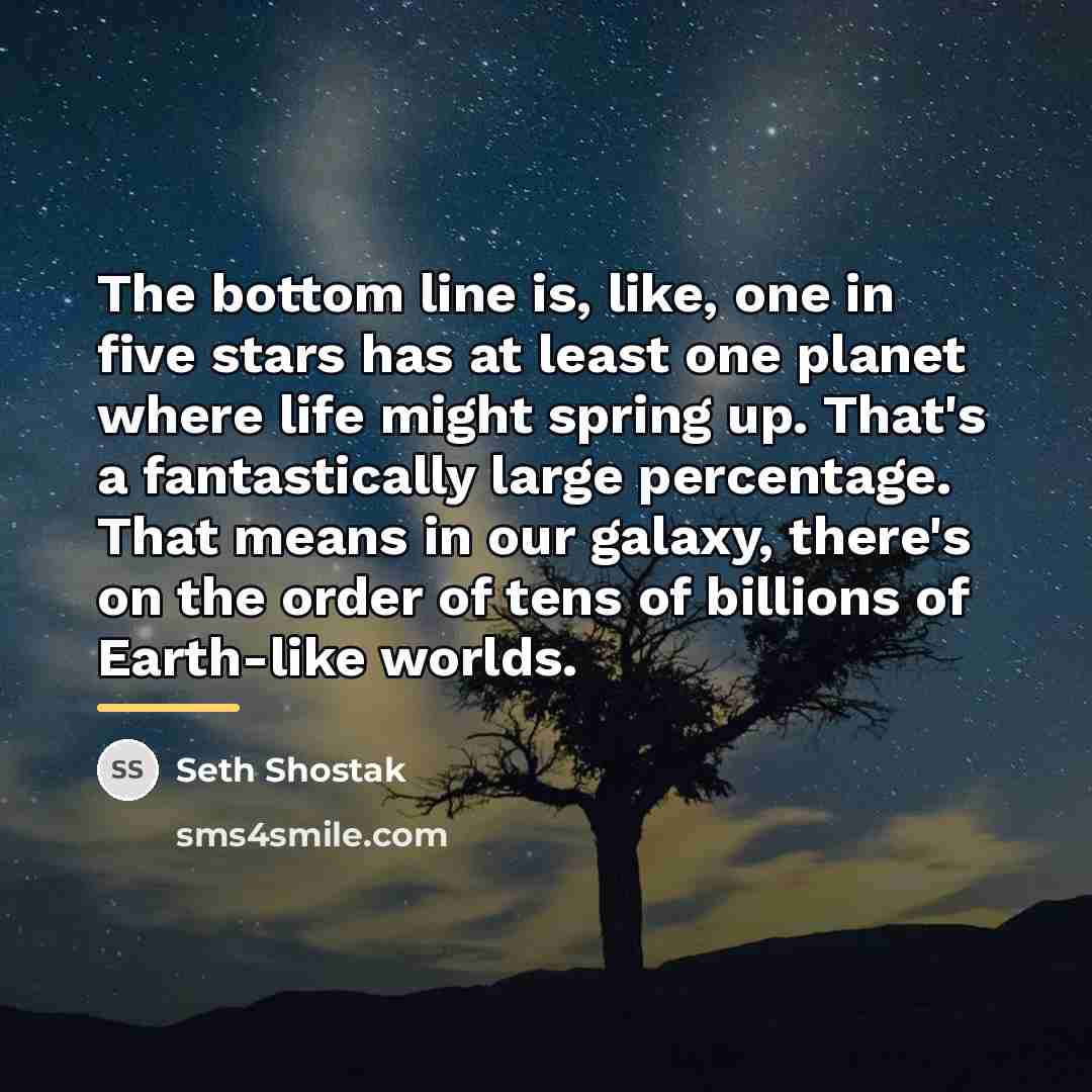 “The bottom line is, like, one in five stars has…” quote by Seth Shostak