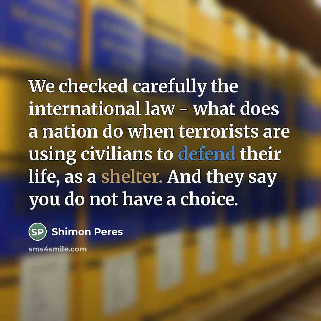 “We checked carefully the international law - what does a…” quote by Shimon Peres