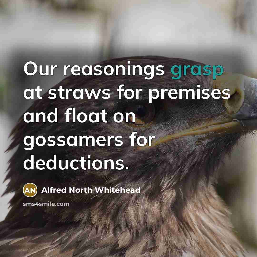 “Our reasonings grasp at straws for premises and float on…” quote by Alfred North Whitehead