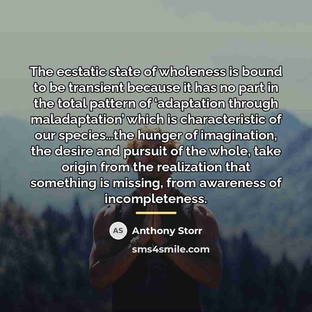 “The ecstatic state of wholeness is bound to be transient…” quote by Anthony Storr
