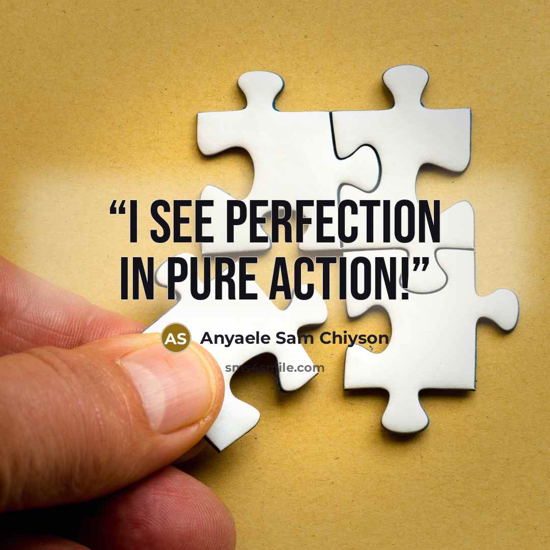“I see perfection in pure action!” quote by Anyaele Sam Chiyson