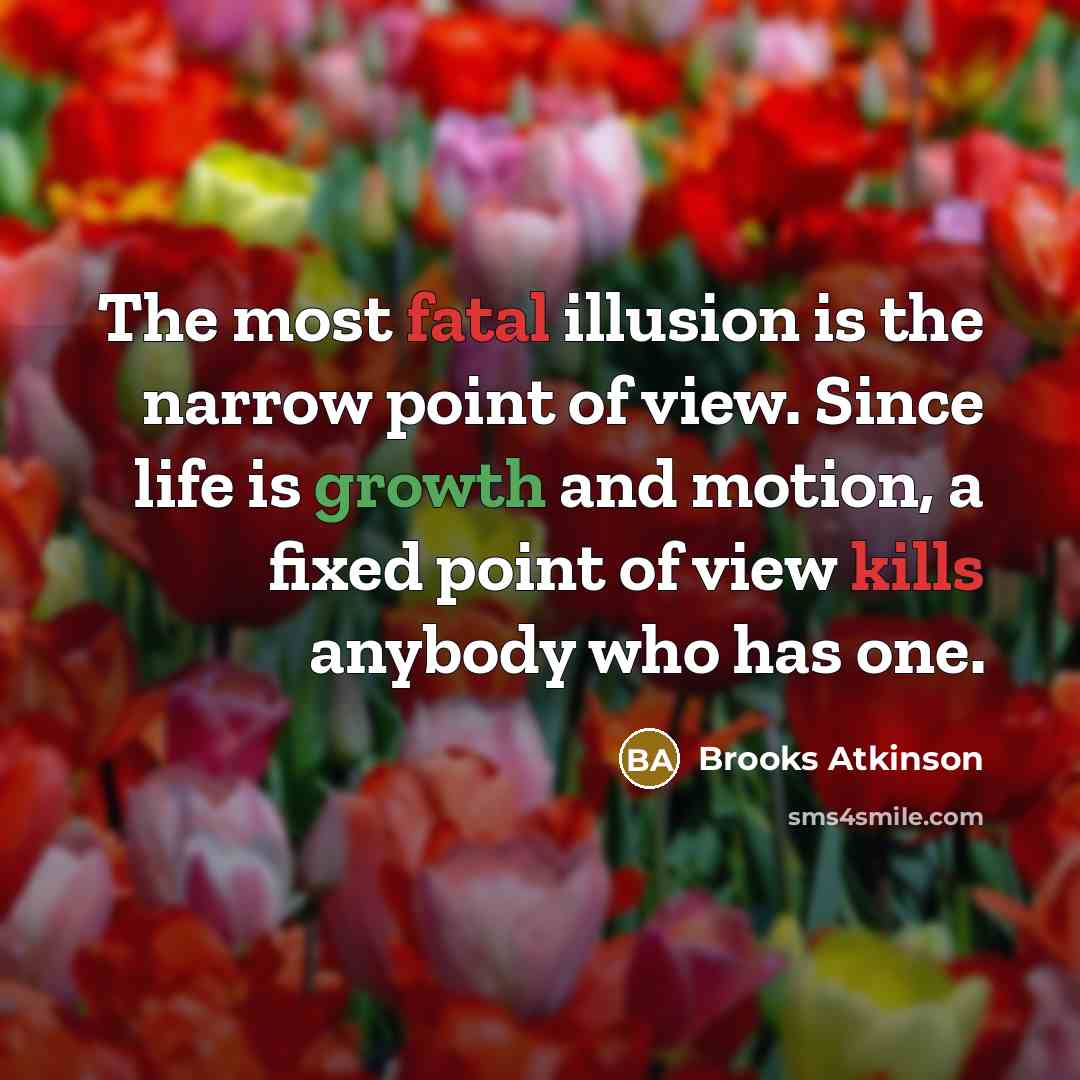 “The most fatal illusion is the narrow point of view.…” quote by Brooks Atkinson