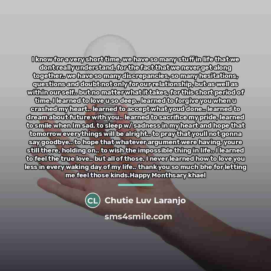 “I know for a very short time, we have so…” quote by Chutie Luv Laranjo