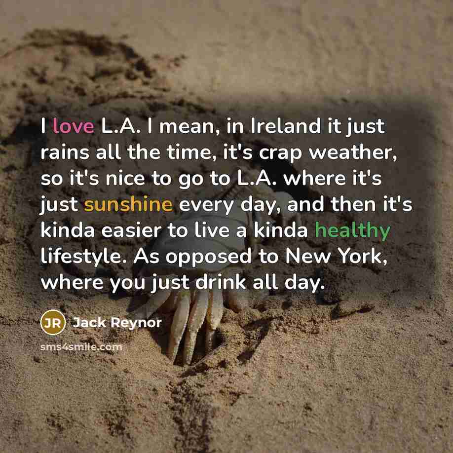 “I love L.A. I mean, in Ireland it just rains…” quote by Jack Reynor