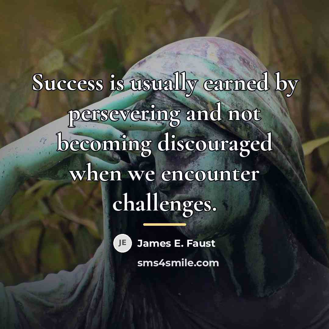 “Success is usually earned by persevering and not becoming discouraged…” quote by James E. Faust