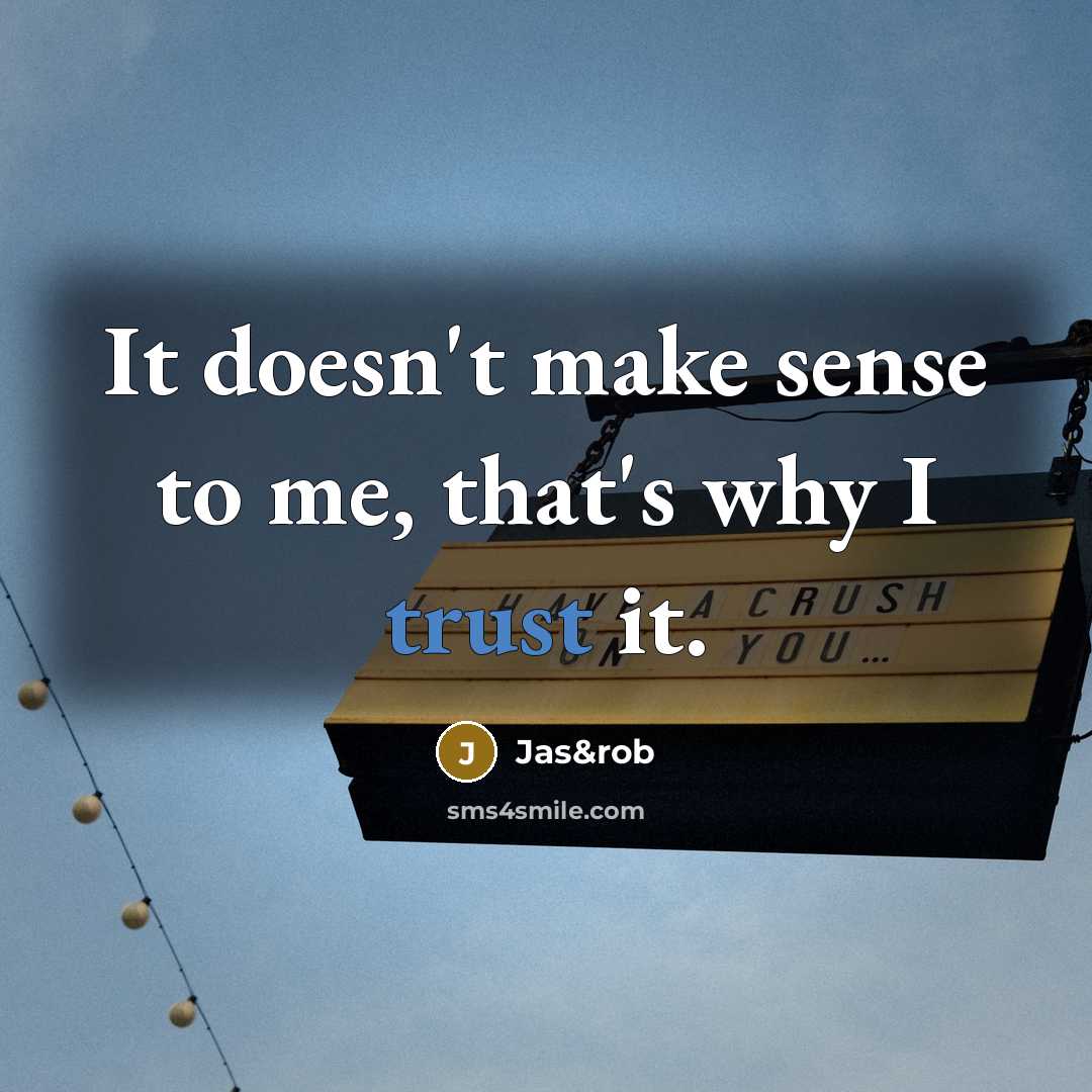 “It doesn't make sense to me, that's why I trust…” quote by Jas&rob