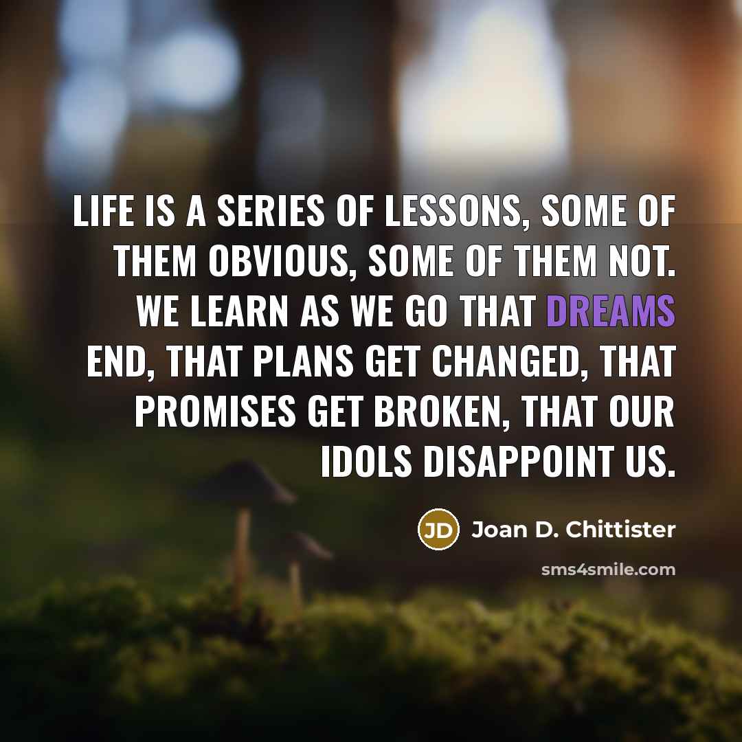 “Life is a series of lessons, some of them obvious,…” quote by Joan D. Chittister