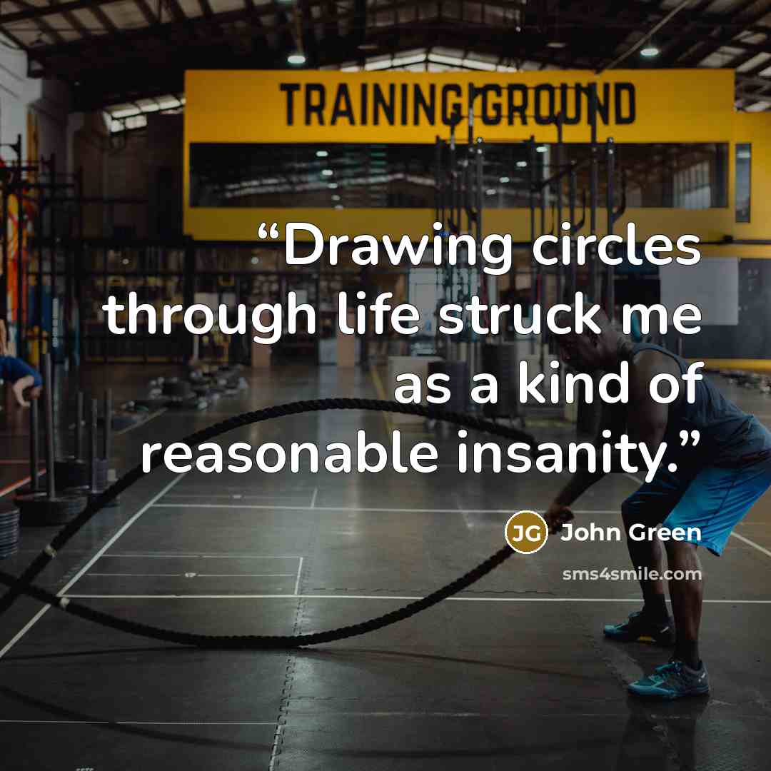 “Drawing circles through life struck me as a kind of reasonable insanity.” quote by John Green