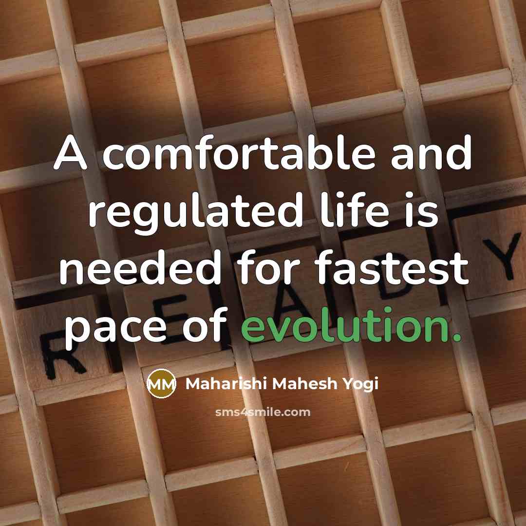 “A comfortable and regulated life is needed for fastest pace…” quote by Maharishi Mahesh Yogi