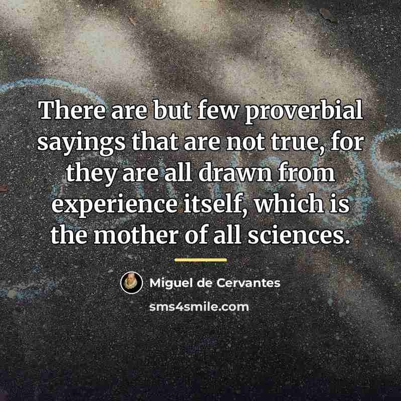 “There are but few proverbial sayings that are not true,…” quote by Miguel de Cervantes
