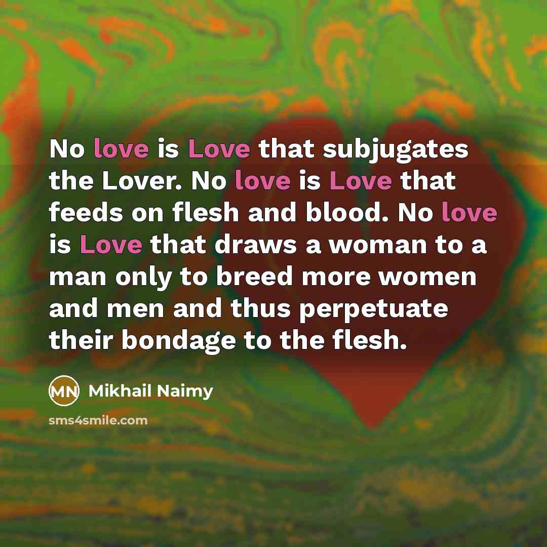 “No love is Love that subjugates the Lover. No love…” quote by Mikhail Naimy