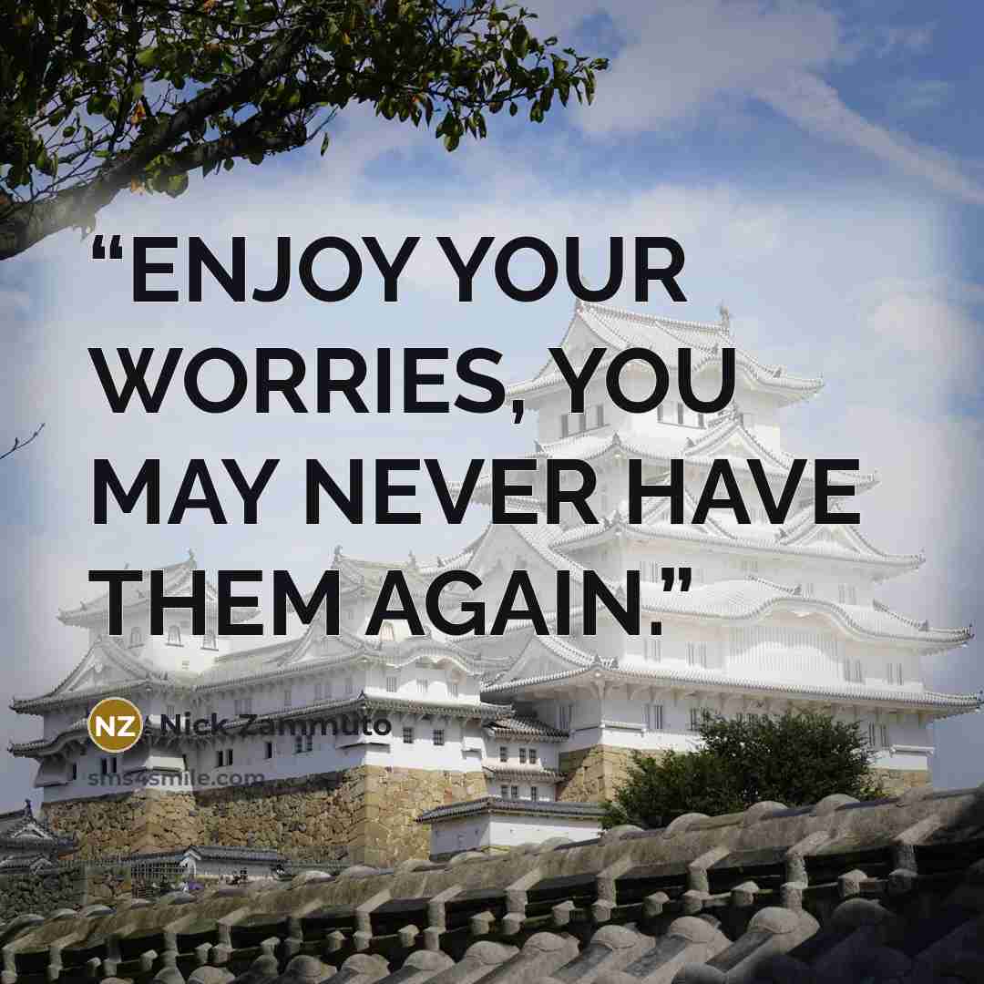“ENJOY YOUR WORRIES, YOU MAY NEVER HAVE THEM AGAIN.” quote by Nick Zammuto