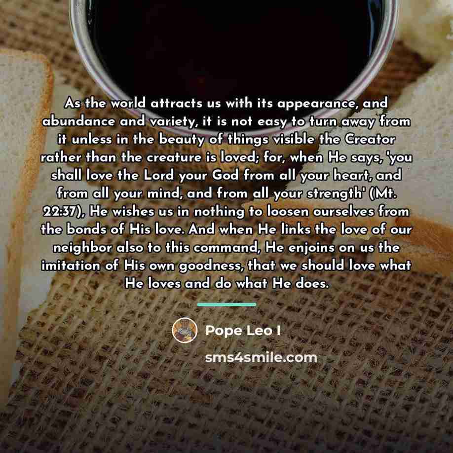 “As the world attracts us with its appearance, and abundance…” quote by Pope Leo I