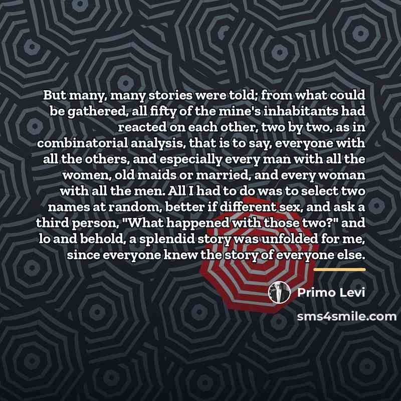 “But many, many stories were told; from what could be…” quote by Primo Levi