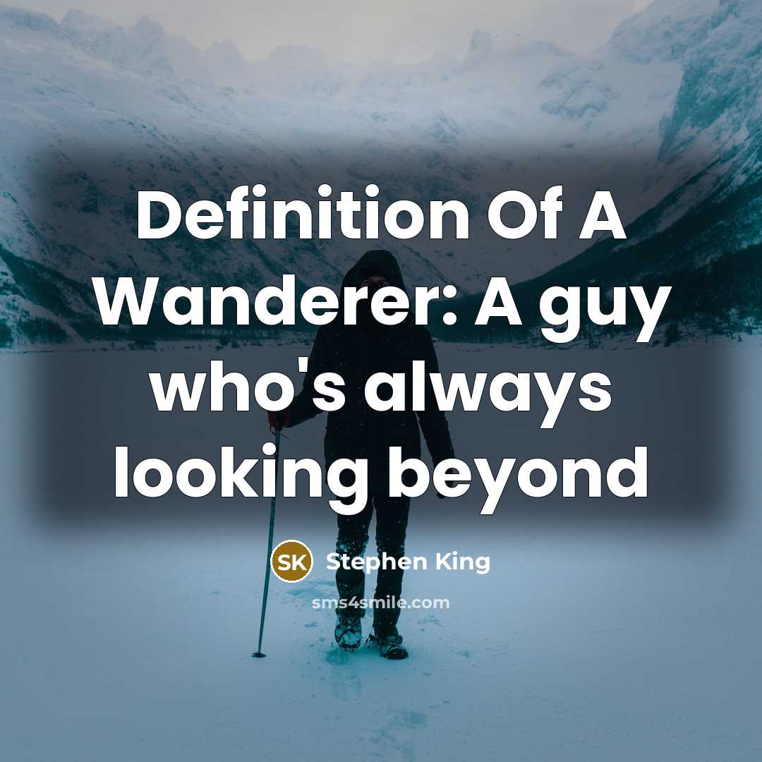 “Definition Of A Wanderer: A guy who's always looking beyond” quote by Stephen King