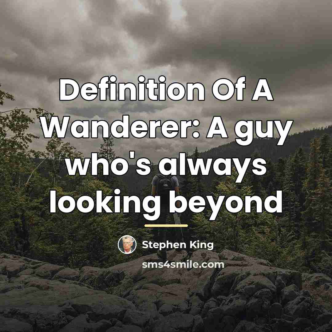 “Definition Of A Wanderer: A guy who's always looking beyond…” quote by Stephen King