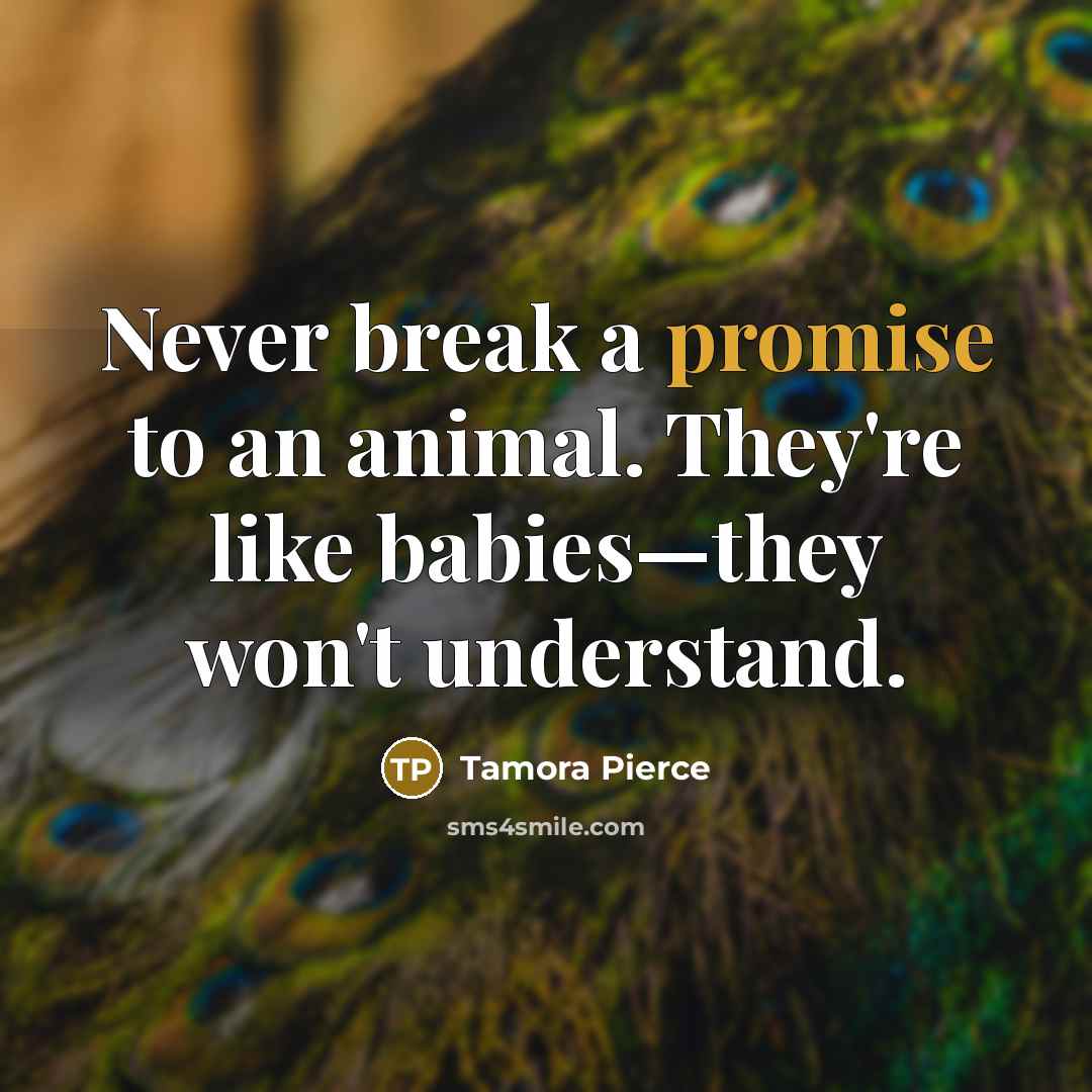 “Never break a promise to an animal. They're like babies—they…” quote by Tamora Pierce