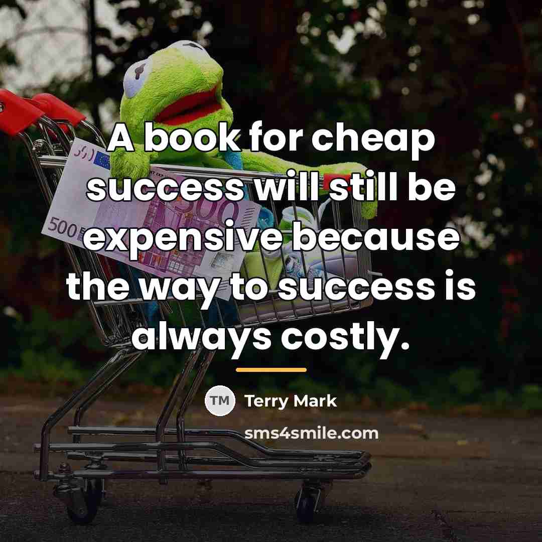 “A book for cheap success will still be expensive because…” quote by Terry Mark