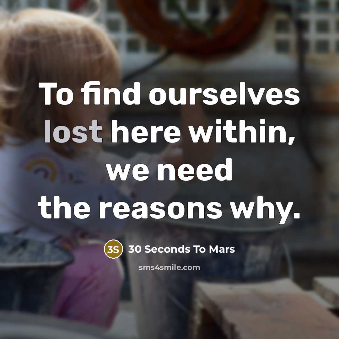 “To find ourselves lost here within, we need the reasons why.” quote by 30 Seconds To Mars