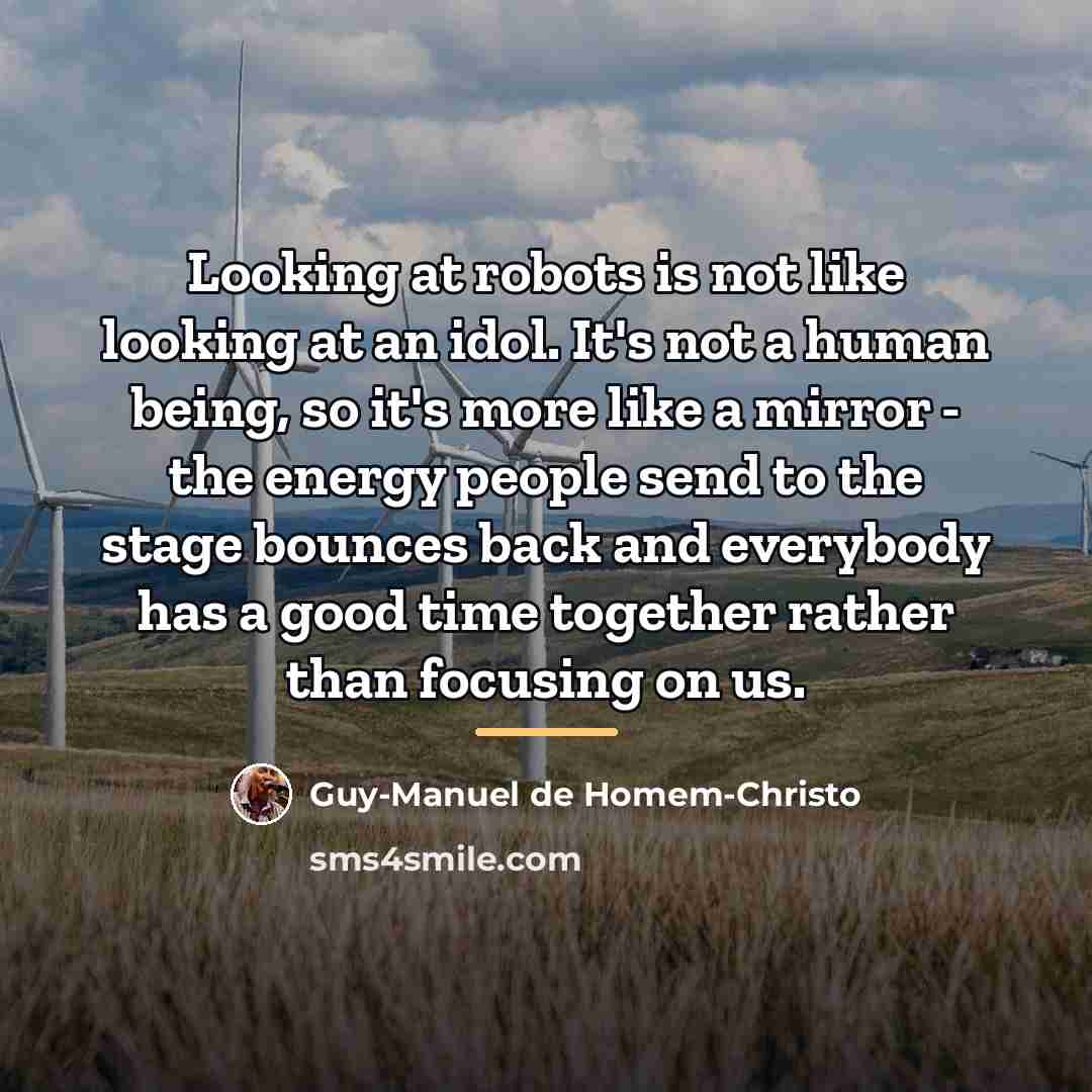 “Looking at robots is not like looking at an idol.…” quote by Guy-Manuel de Homem-Christo