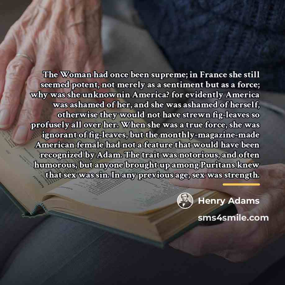 “The Woman had once been supreme; in France she still…” quote by Henry Adams