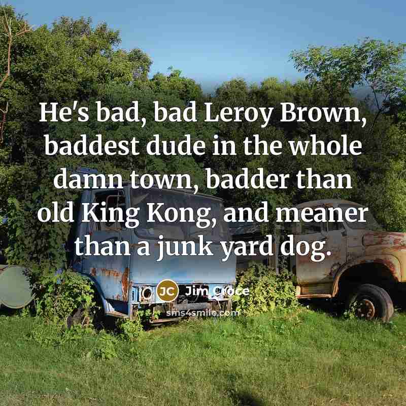 “He's bad, bad Leroy Brown, baddest dude in the whole…” quote by Jim Croce