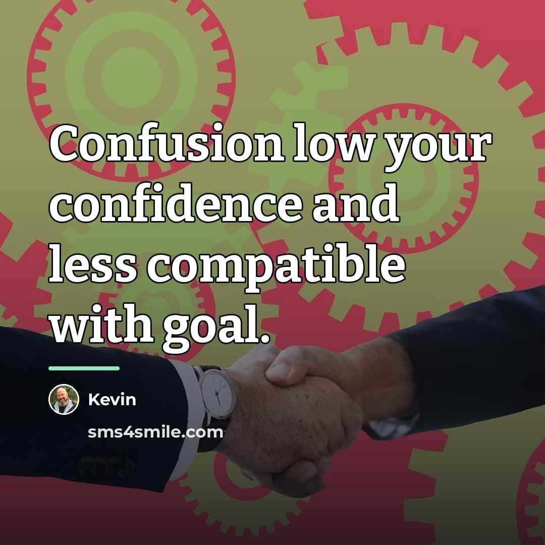 “Confusion low your confidence and less compatible with goal.…” quote by Kevin