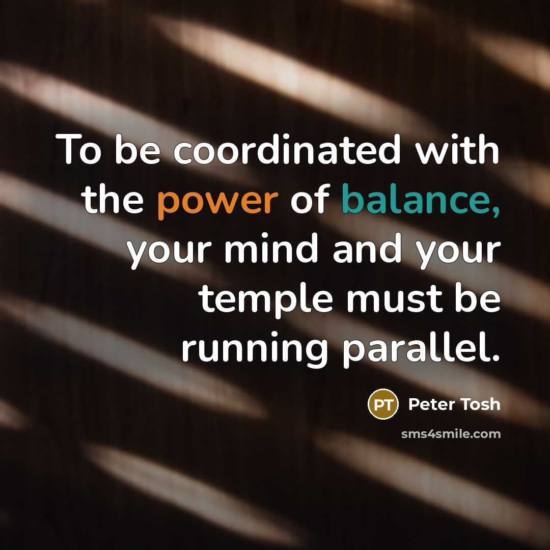 “To be coordinated with the power of balance, your mind…” quote by Peter Tosh