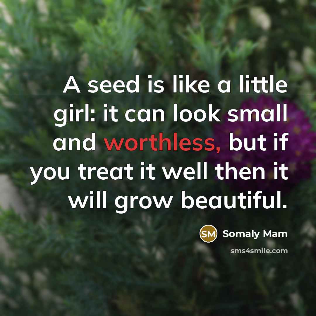 “A seed is like a little girl: it can look…” quote by Somaly Mam