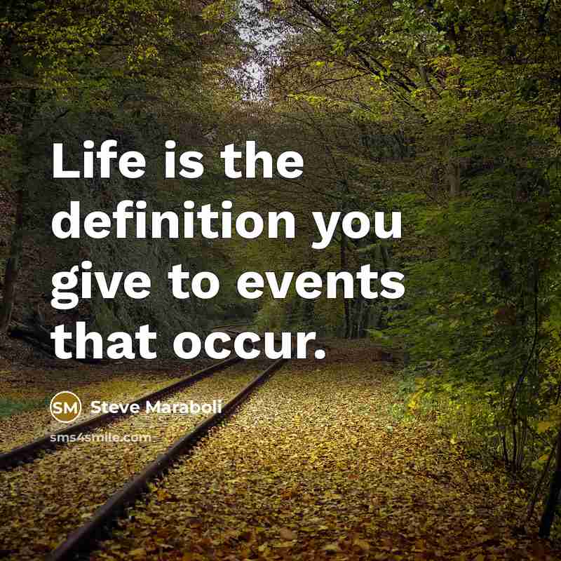 “Life is the definition you give to events that occur.…” quote by Steve Maraboli