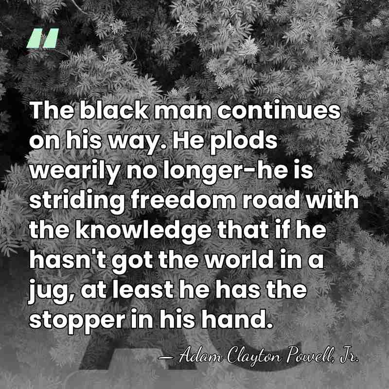 The black man continues on his way. He plods wearily no longer-he&hellip; - Adam Clayton Powell, Jr.