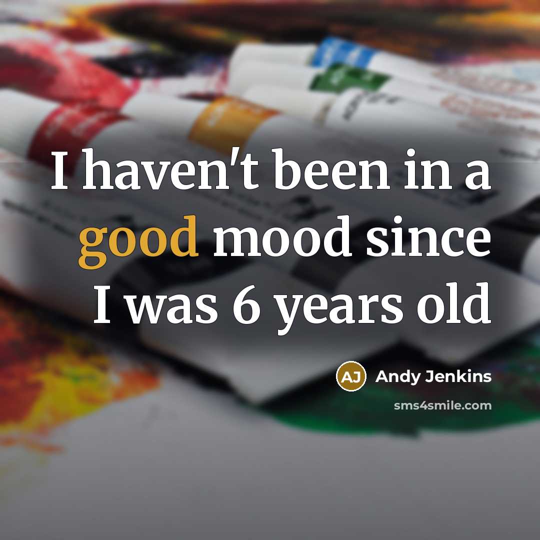 “I haven't been in a good mood since I was…” quote by Andy Jenkins