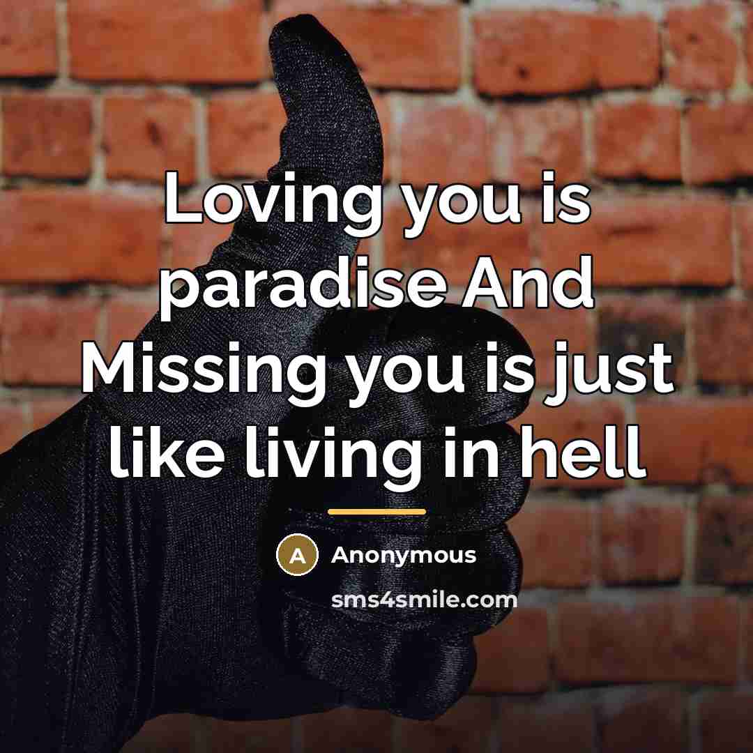 “Loving you is paradise And Missing you is just like…” quote by Anonymous