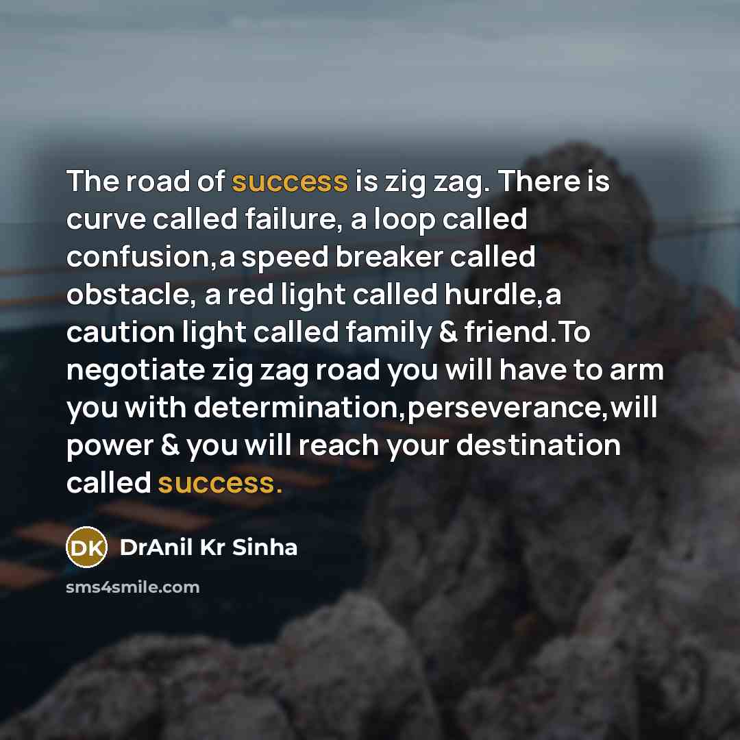 “The road of success is zig zag. There is curve…” quote by DrAnil Kr Sinha