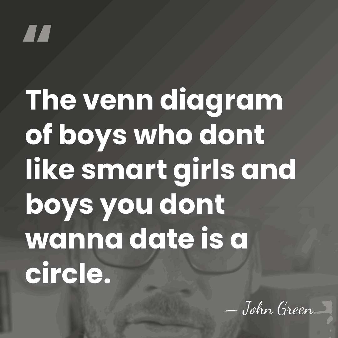 The venn diagram of boys who dont like smart girls and boys&hellip; - John Green
