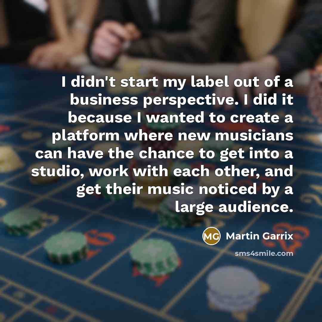 “I didn't start my label out of a business perspective.…” quote by Martin Garrix