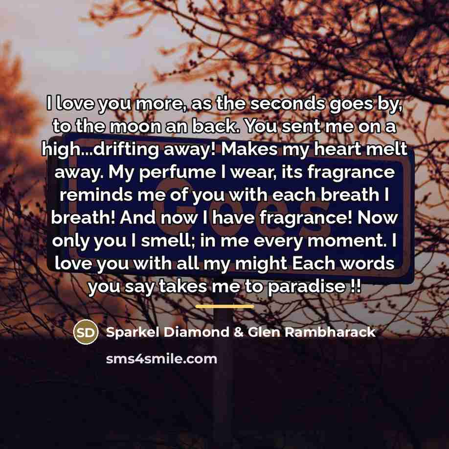 “I love you more, as the seconds goes by, to…” quote by Sparkel Diamond & Glen Rambharack