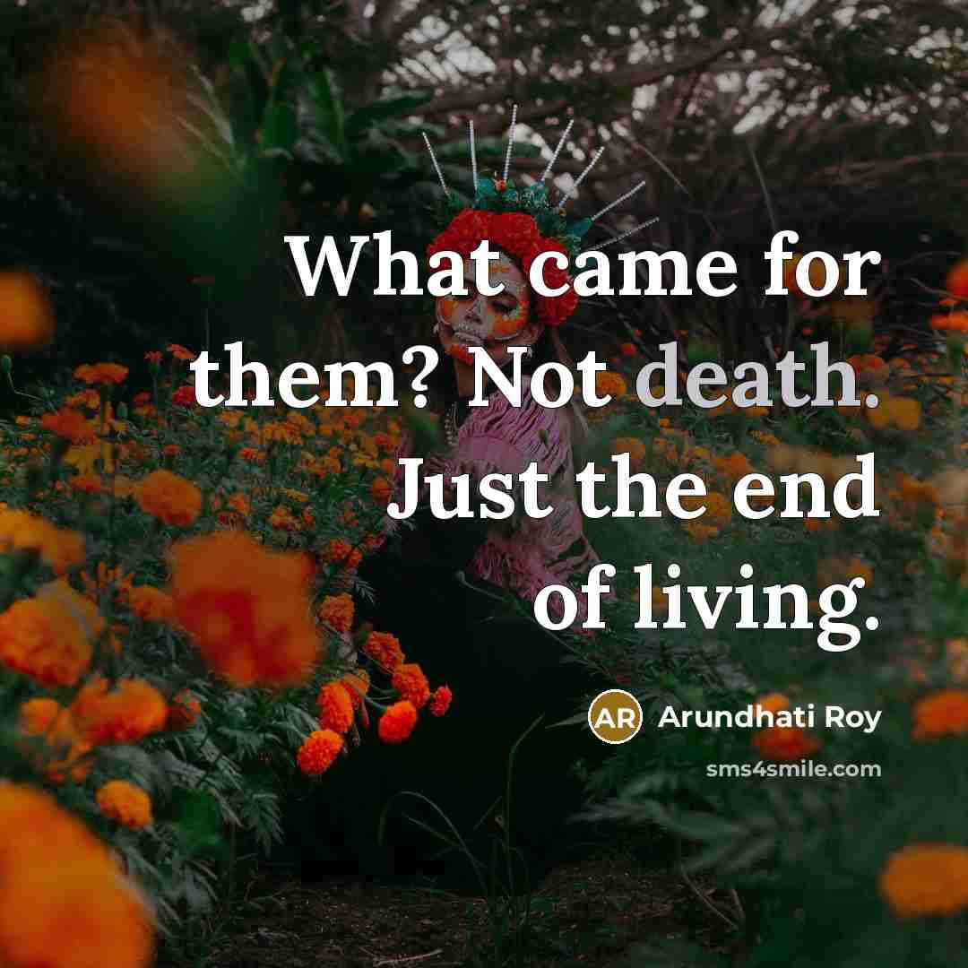 “What came for them? Not death. Just the end of…” quote by Arundhati Roy