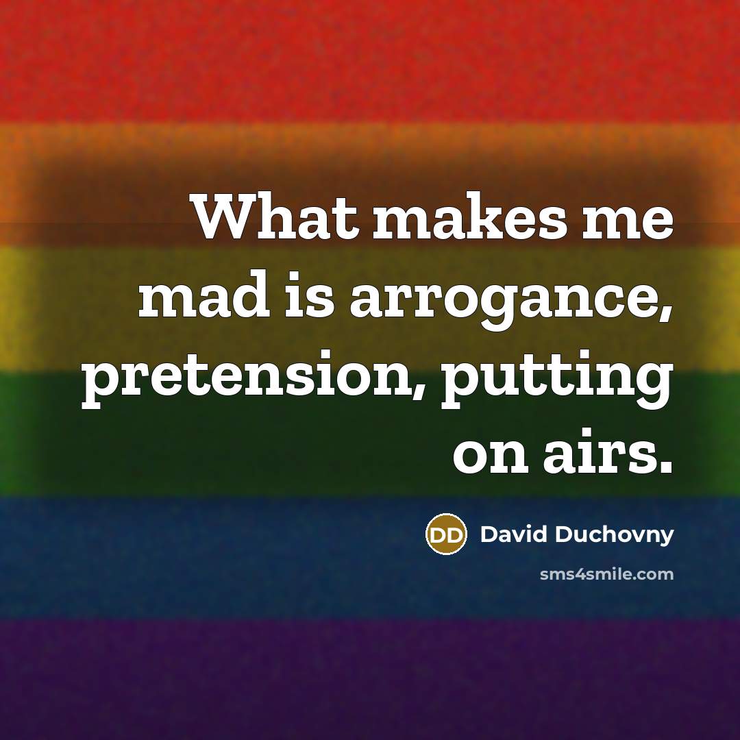 “What makes me mad is arrogance, pretension, putting on airs.…” quote by David Duchovny