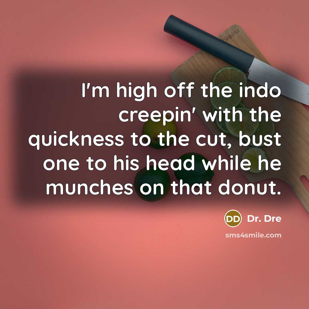 “I'm high off the indo creepin' with the quickness to…” quote by Dr. Dre